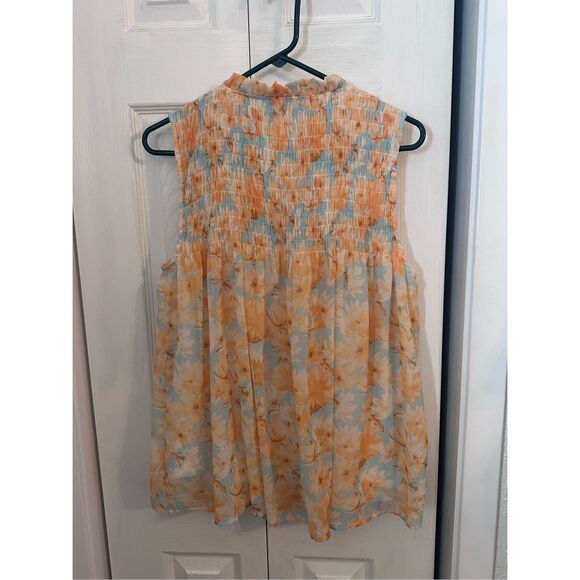 Entro Women's Floral Sleeveless Tie-Neck Boho Blouse Multicolor Size Large - Picture 9 of 10